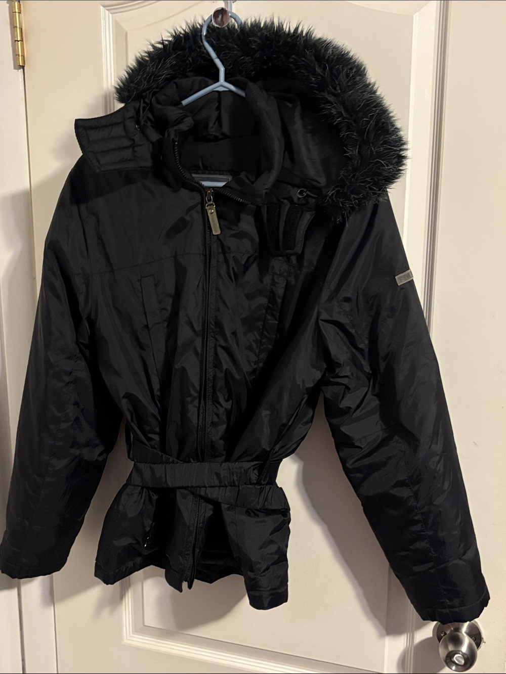 Steve Madden Black Quilted Puffer Jacket with Faux Fur Trim